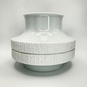 Mid Century Modern White Textured Ceramic Vase‎ Decor Thomas Germany MCM Space